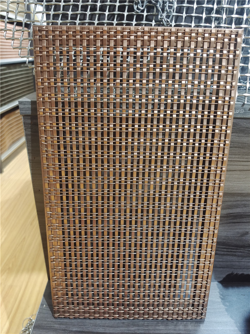 Woven metal mesh for elevator facade decoration